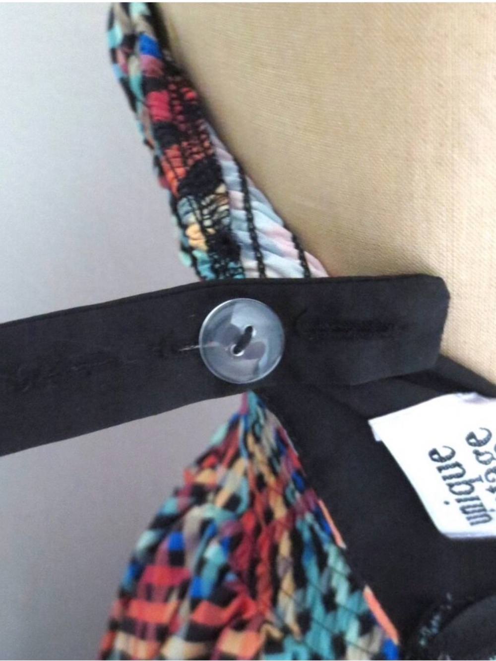 Unique Vintage NWT Madras Rainbow Print Sun Dress Retro 1940s 1950s Style sz Lg - Picture 8 of 11
